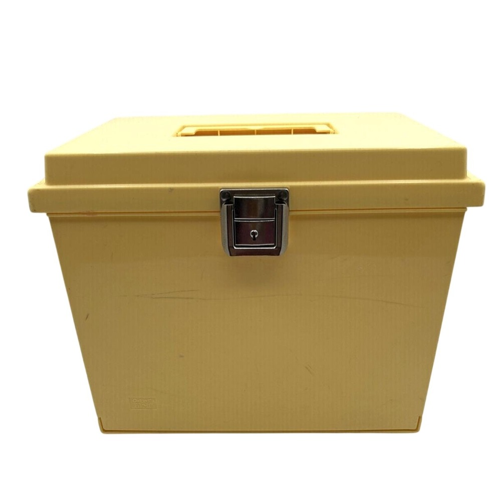 Oxford File-It Portable File Box Large Yellow Plastic Vintage Latch Handle 13x11